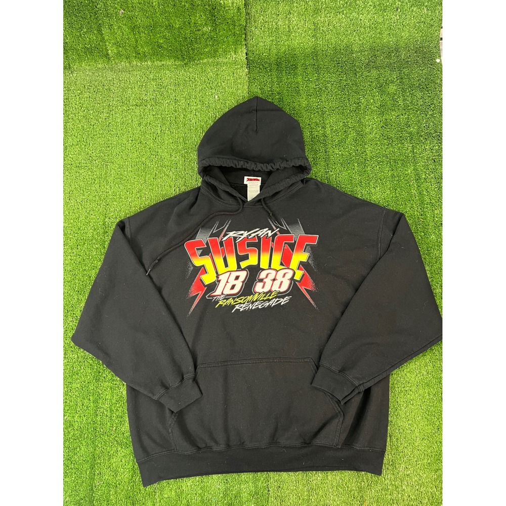 Dirt Track Ransomville Renegade Racing Hoodie Mens 2XL Black Gildan Ryan Susice
